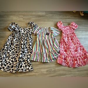 Bundle 3 NWT summer spring colorful dresses Colorful Striped floral L/ XL maxi